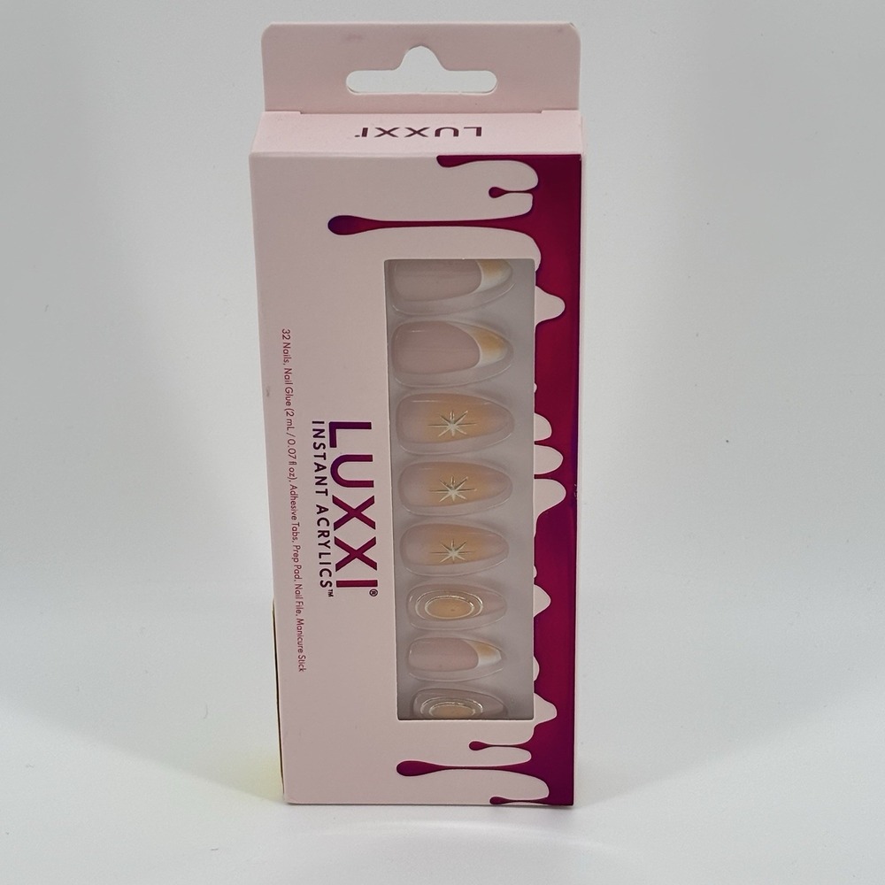 Luxxi Instant Acrylics Celestial Medium Almond Press On Nails Kit 32ct New